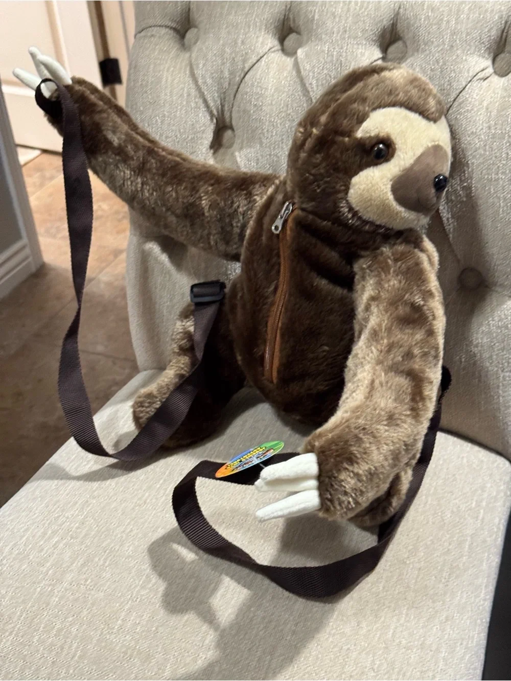 Adventure Planet. Plush Sloth Backpack in Brown 18” NWT